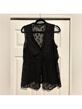 TORRID Embroidered Star sheer button up blouse